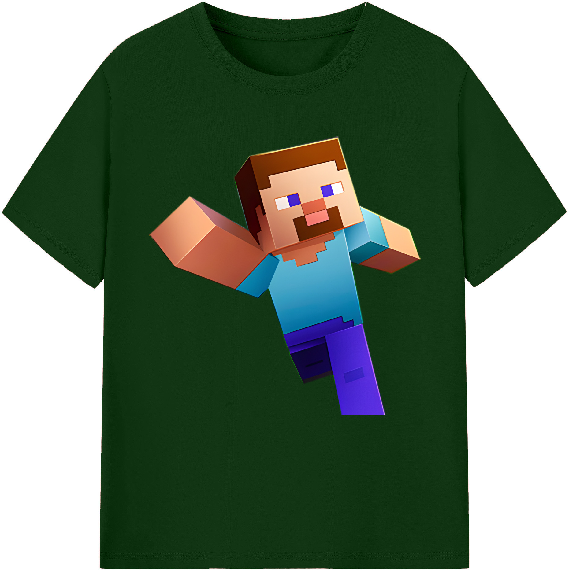（画像用） マインクラフト ブロックの世界 Minecraft MC Block world 綿100％半袖Tシャツ（フロントプリント）
